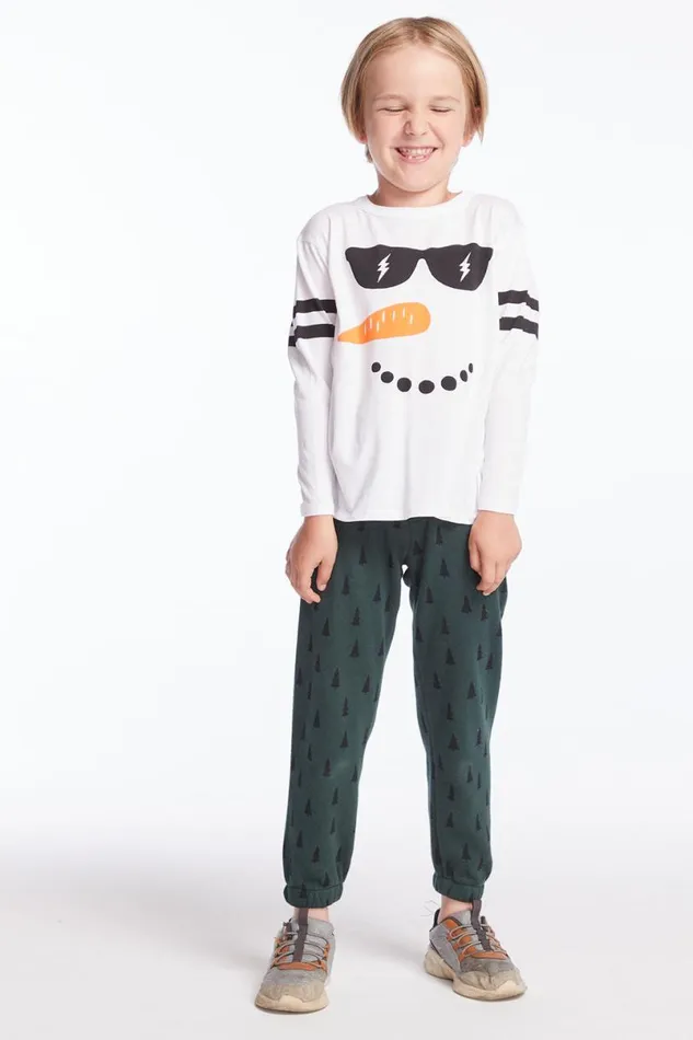 Kids Boys Chaser Brand Chill Snowman Boys Cloud Jersey Long Sleeve