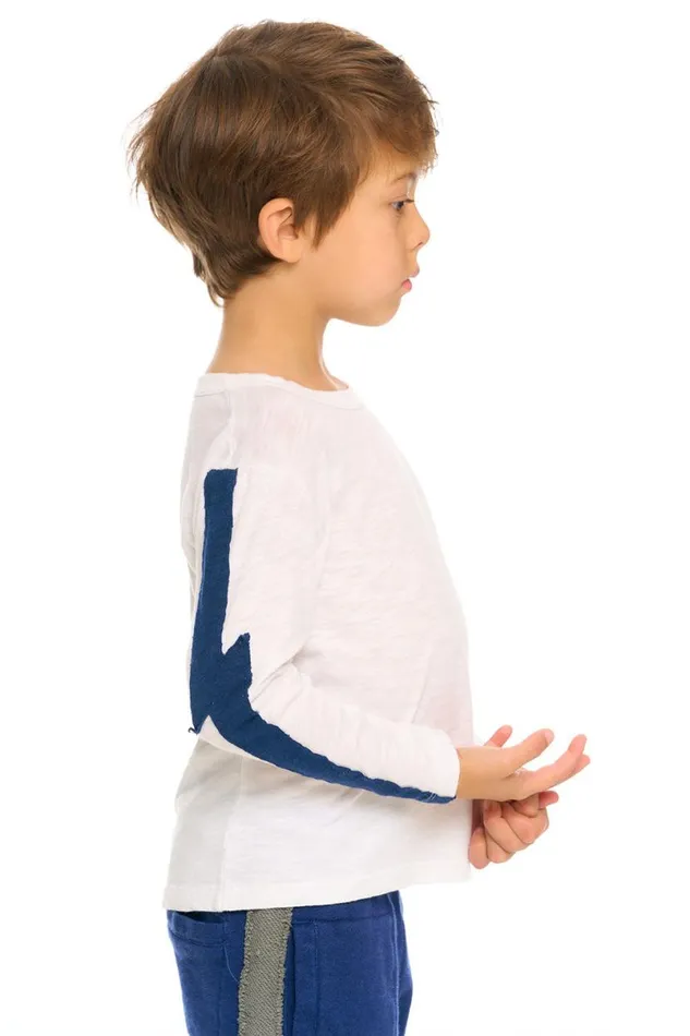 Kids Boys Chaser Brand Color Blocked Crewneck Bolt Long Sleeve Tee