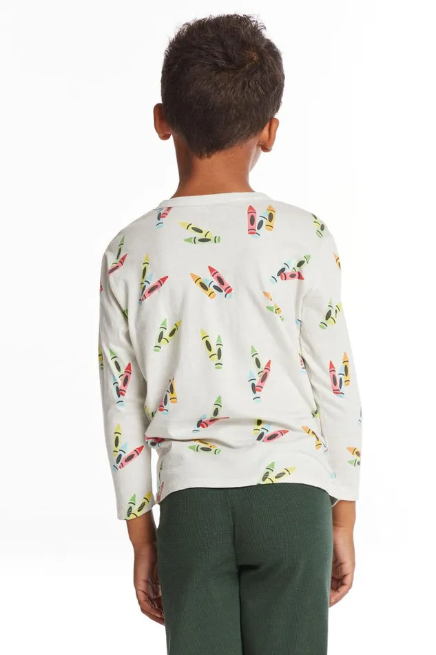 Kids Boys Chaser Brand Coloring Time Boys Long Sleeve Crew Neck Tee