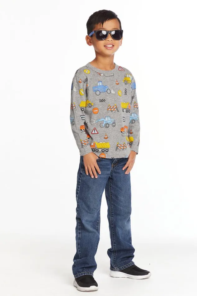 Kids Boys Chaser Brand Construction Zone Long Sleeve Tee