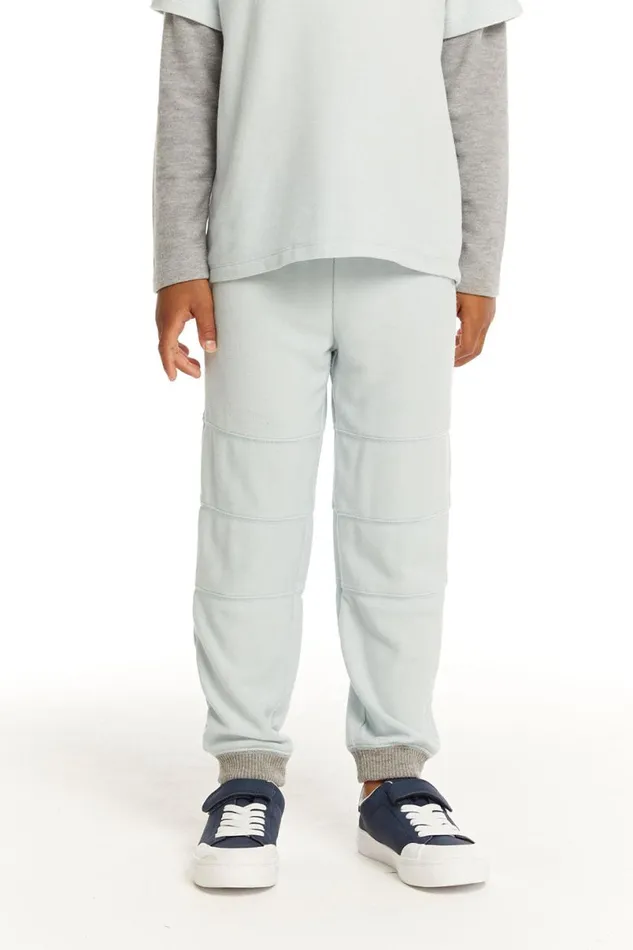 Kids Boys Chaser Brand Cozy Knit Blue Bird Pant With Seamed Panels