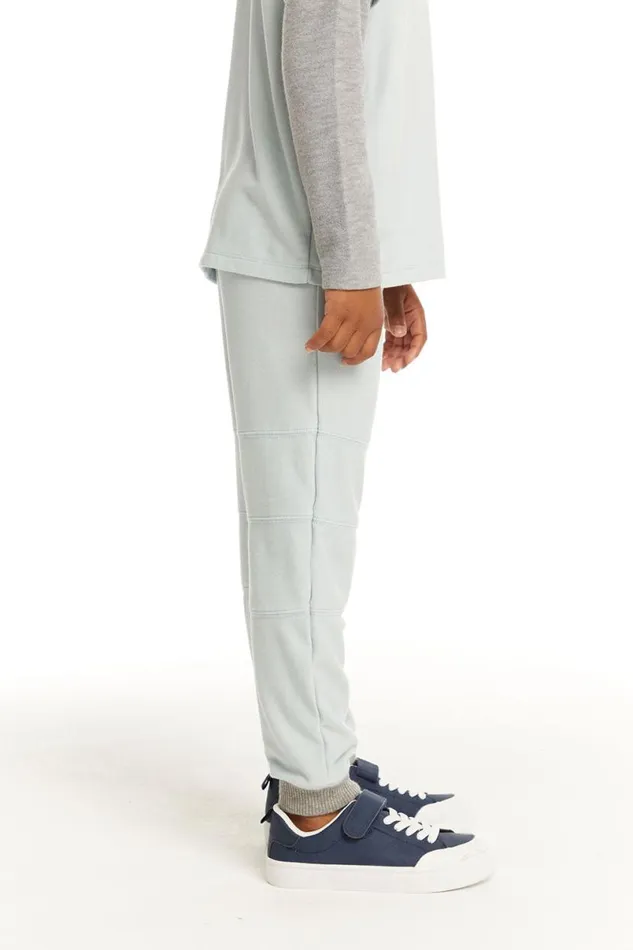 Kids Boys Chaser Brand Cozy Knit Blue Bird Pant With Seamed Panels