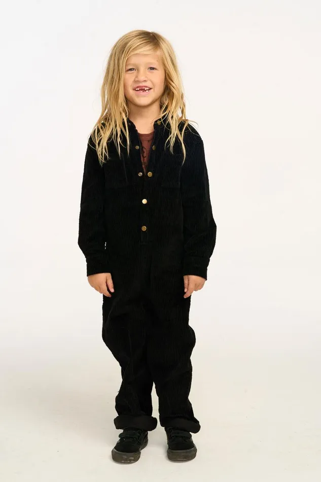 Kids Boys Chaser Brand David Raven Black Corduroy Jumpsuit