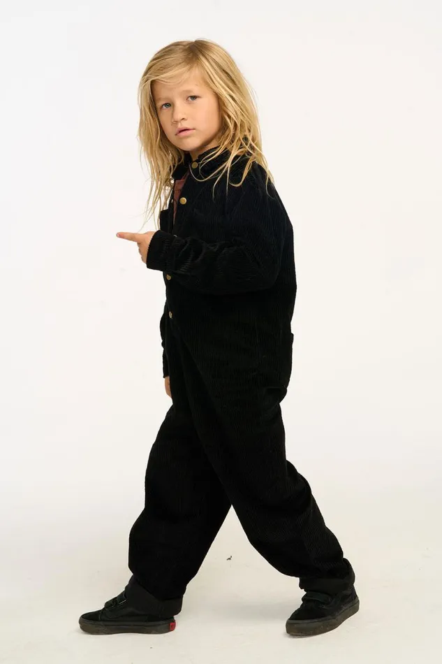 Kids Boys Chaser Brand David Raven Black Corduroy Jumpsuit