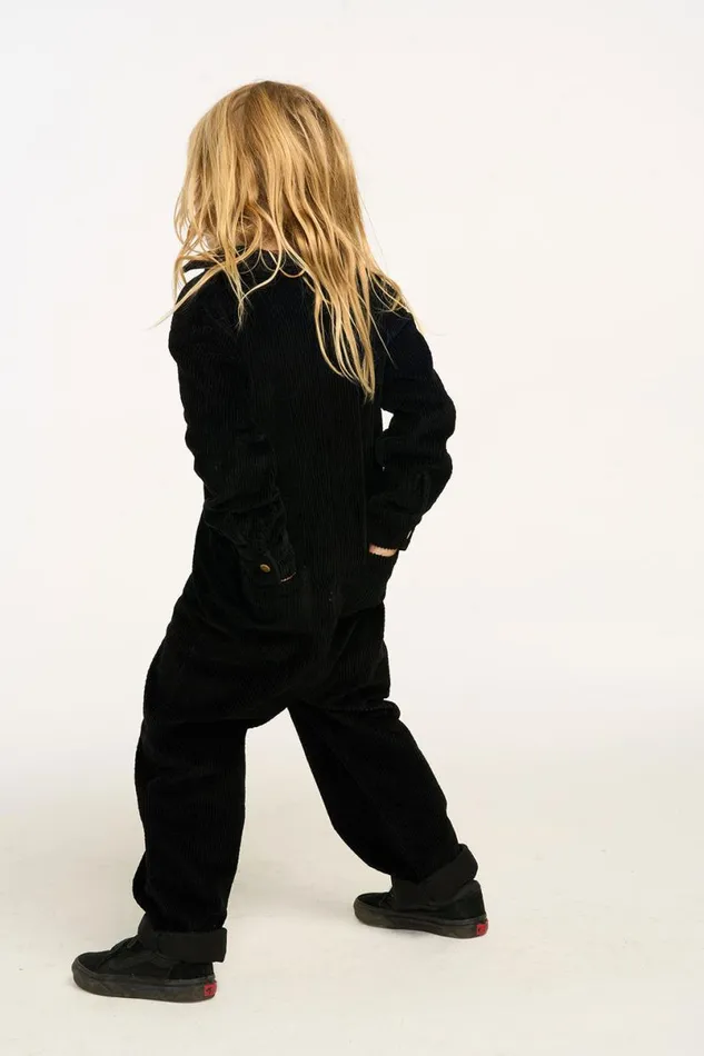 Kids Boys Chaser Brand David Raven Black Corduroy Jumpsuit