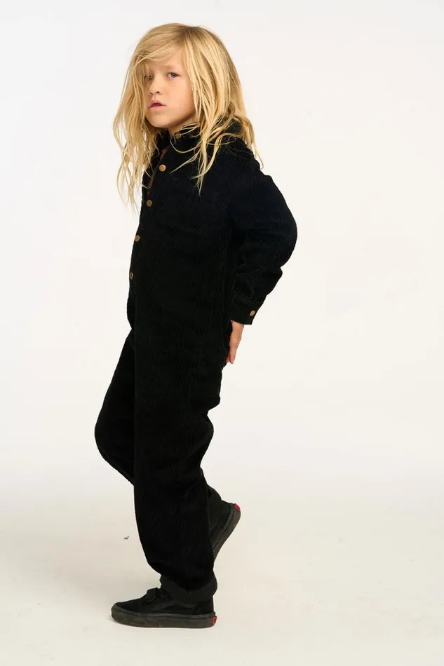 Kids Boys Chaser Brand David Raven Black Corduroy Jumpsuit