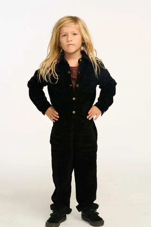 Kids Boys Chaser Brand David Raven Black Corduroy Jumpsuit
