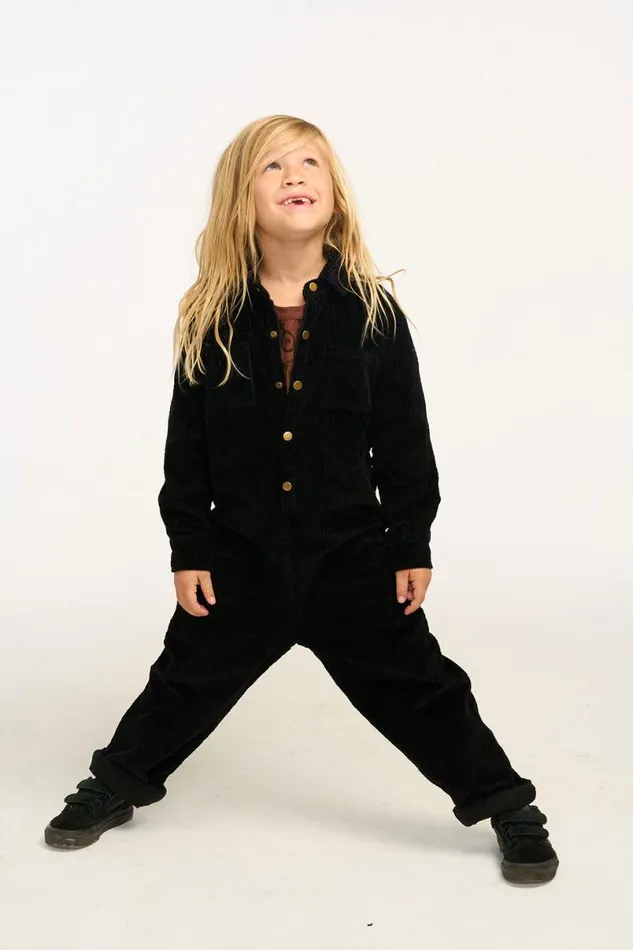 Kids Boys Chaser Brand David Raven Black Corduroy Jumpsuit