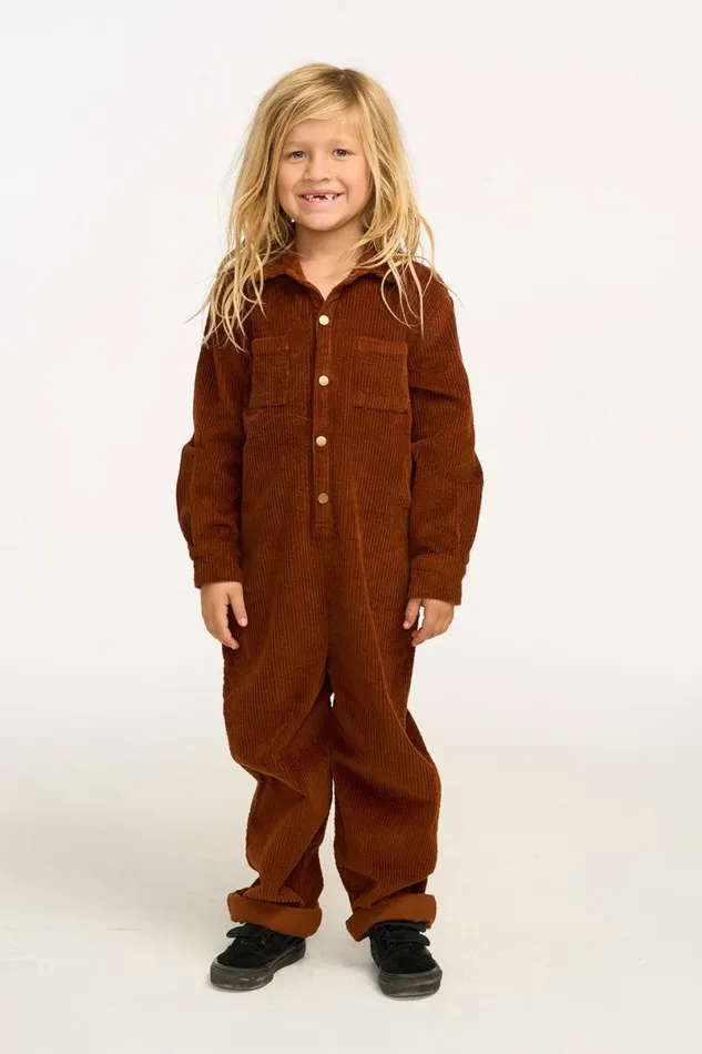 Kids Boys Chaser Brand David Walnut Brown Corduroy Jumpsuit