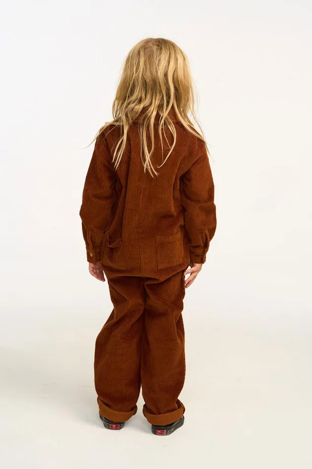 Kids Boys Chaser Brand David Walnut Brown Corduroy Jumpsuit