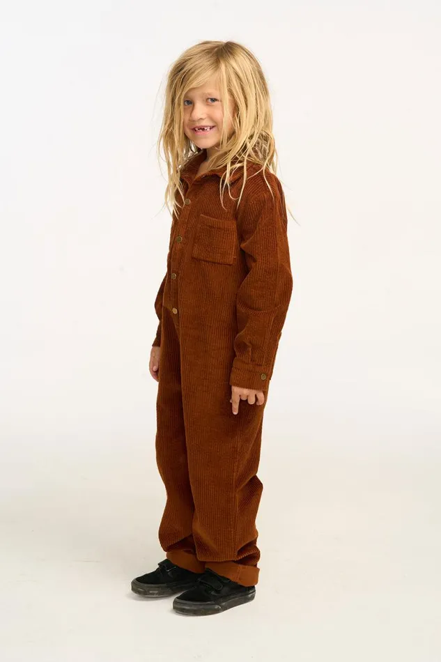 Kids Boys Chaser Brand David Walnut Brown Corduroy Jumpsuit