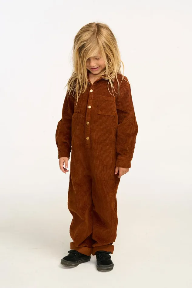 Kids Boys Chaser Brand David Walnut Brown Corduroy Jumpsuit