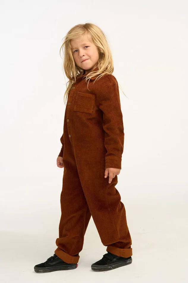 Kids Boys Chaser Brand David Walnut Brown Corduroy Jumpsuit