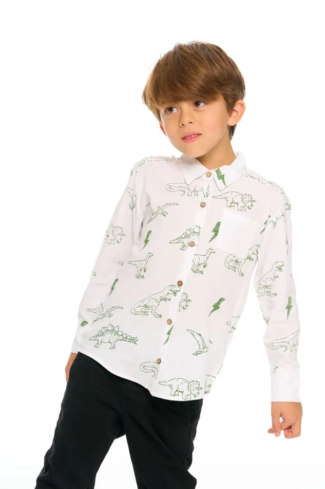 Kids Boys Chaser Brand Dino Button Down