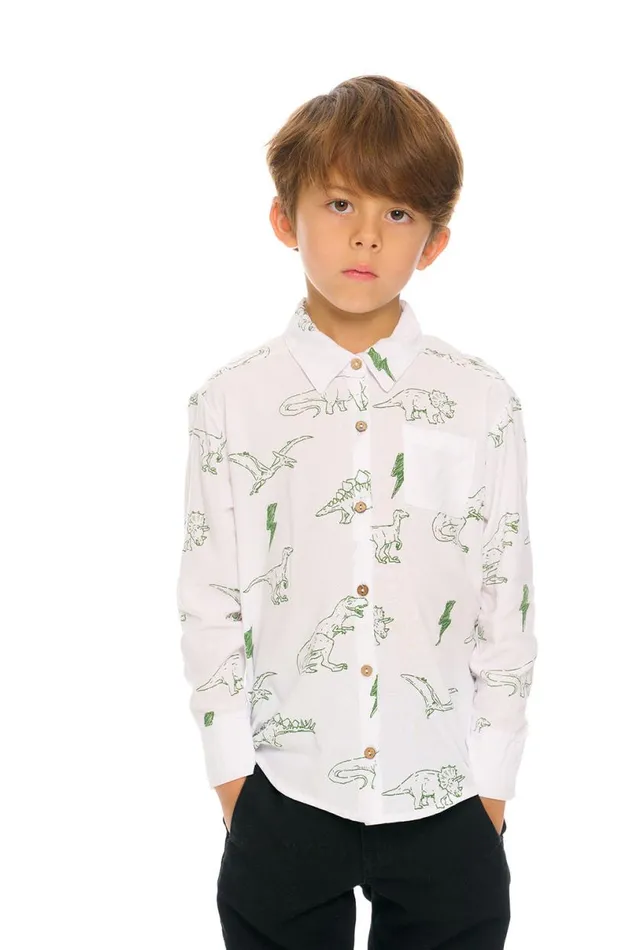 Kids Boys Chaser Brand Dino Button Down