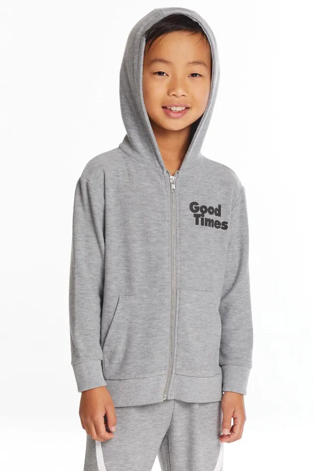 Kids Boys Chaser Brand Good Times Boys Long Sleeve Zip Up Hoodie