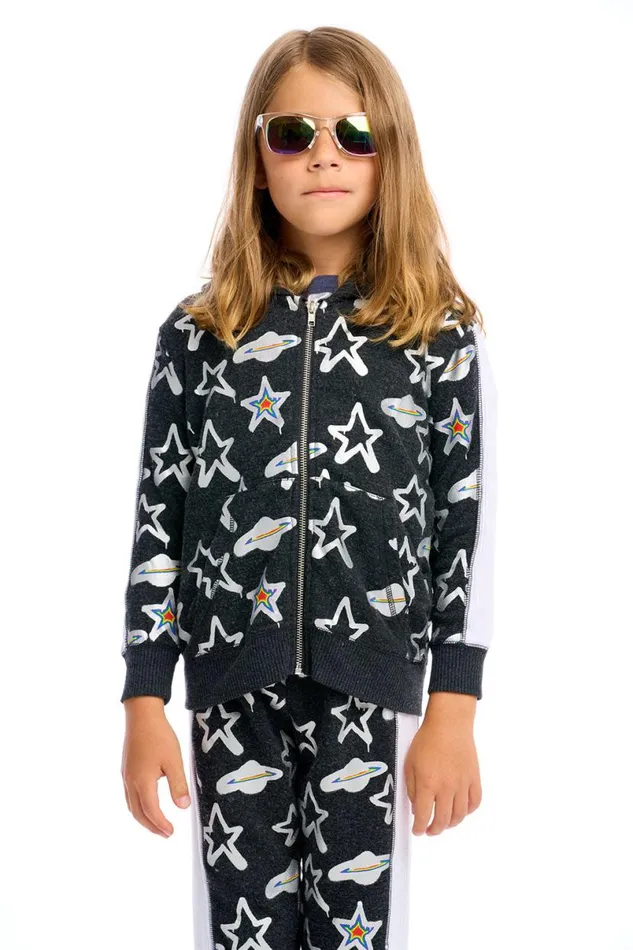 Kids Boys Chaser Brand Graffiti Saturn Zip Up Hoodie