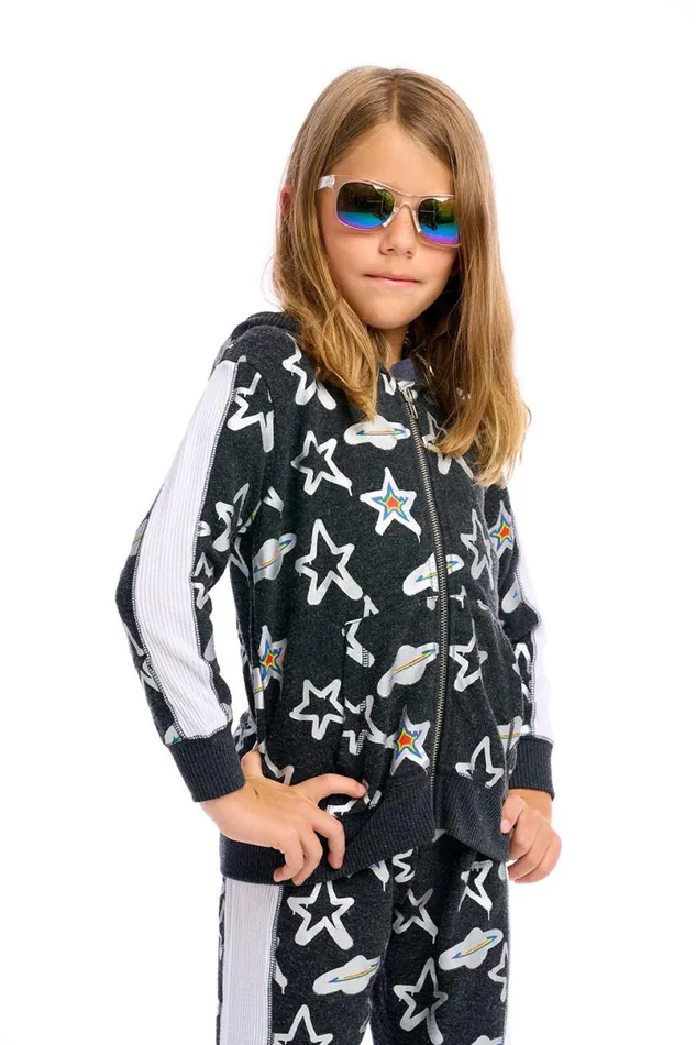 Kids Boys Chaser Brand Graffiti Saturn Zip Up Hoodie