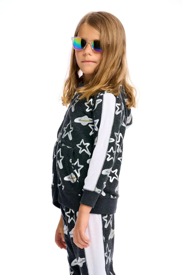 Kids Boys Chaser Brand Graffiti Saturn Zip Up Hoodie