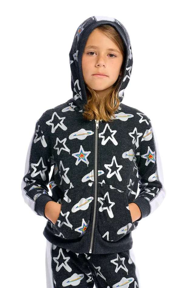 Kids Boys Chaser Brand Graffiti Saturn Zip Up Hoodie