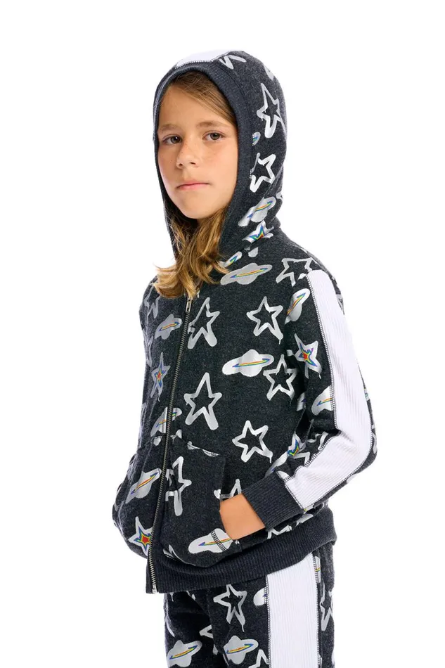 Kids Boys Chaser Brand Graffiti Saturn Zip Up Hoodie