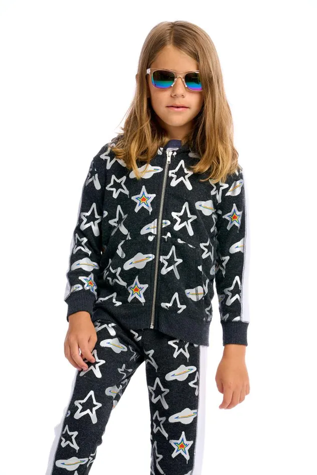 Kids Boys Chaser Brand Graffiti Saturn Zip Up Hoodie