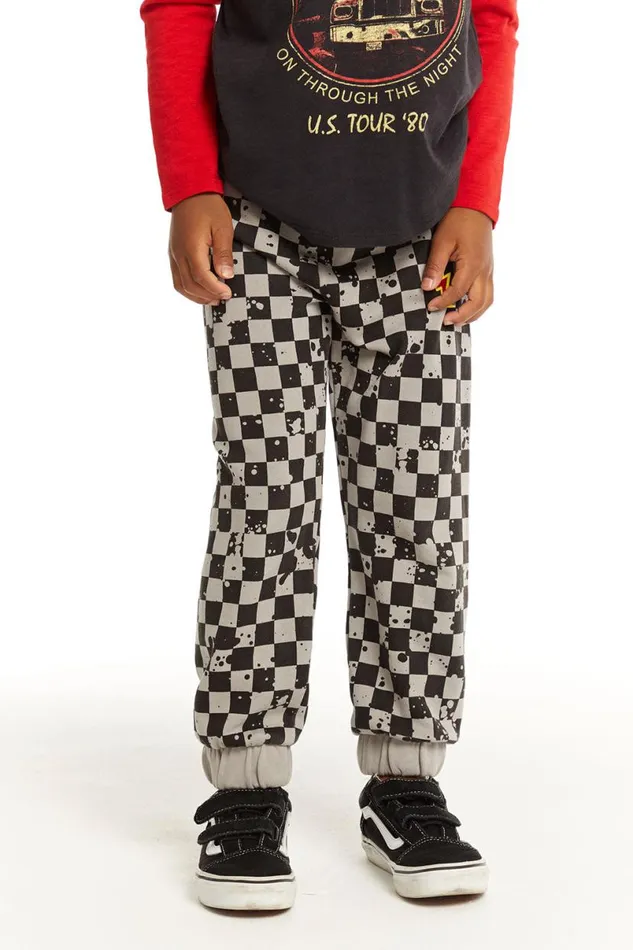 Kids Boys Chaser Brand Lightning Splatter Checker Joggers