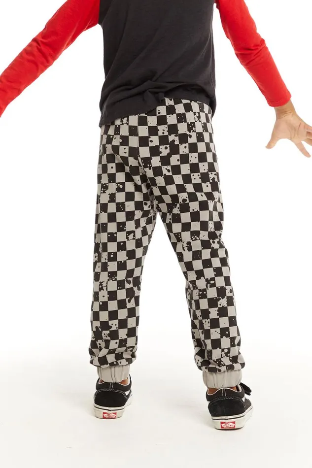 Kids Boys Chaser Brand Lightning Splatter Checker Joggers