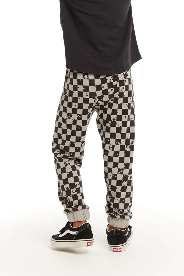Kids Boys Chaser Brand Lightning Splatter Checker Joggers