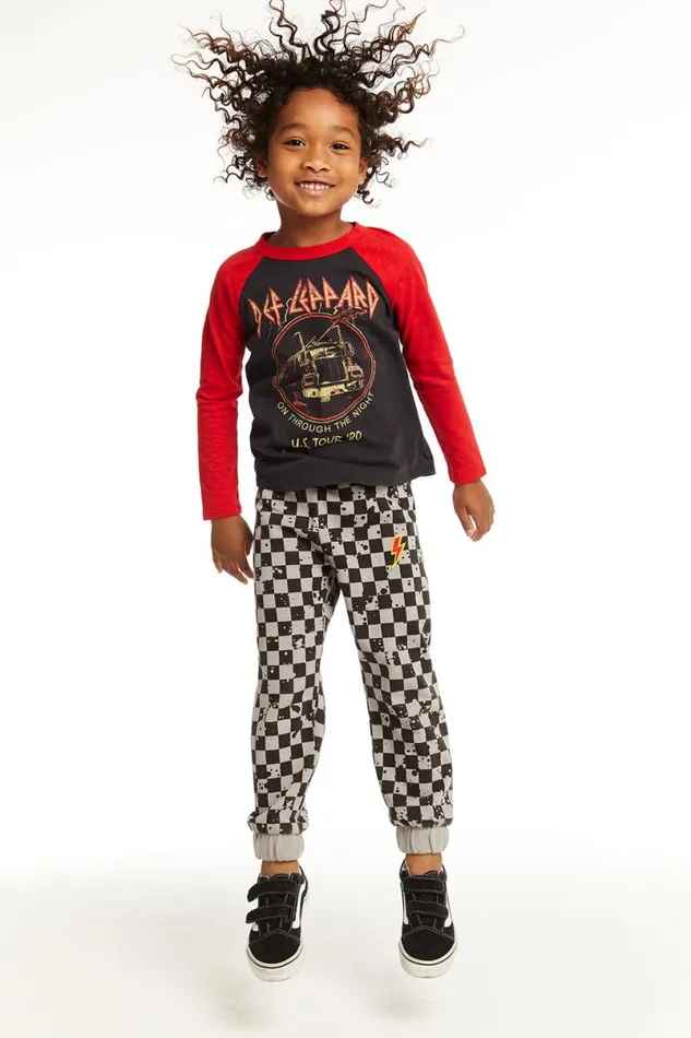 Kids Boys Chaser Brand Lightning Splatter Checker Joggers