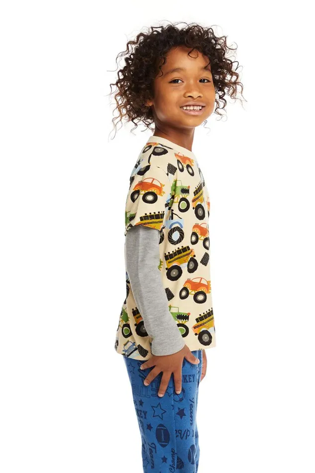 Kids Boys Chaser Brand Long And Short Sleeve Monster Truck Tee
