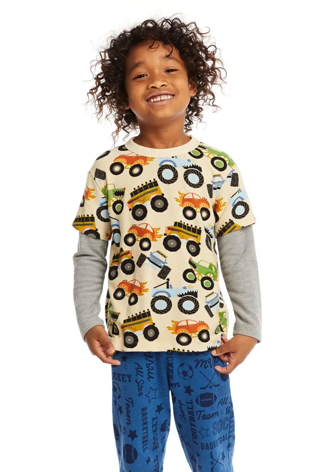 Kids Boys Chaser Brand Long And Short Sleeve Monster Truck Tee