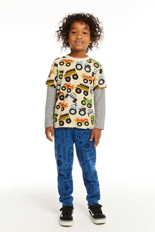 Kids Boys Chaser Brand Long And Short Sleeve Monster Truck Tee