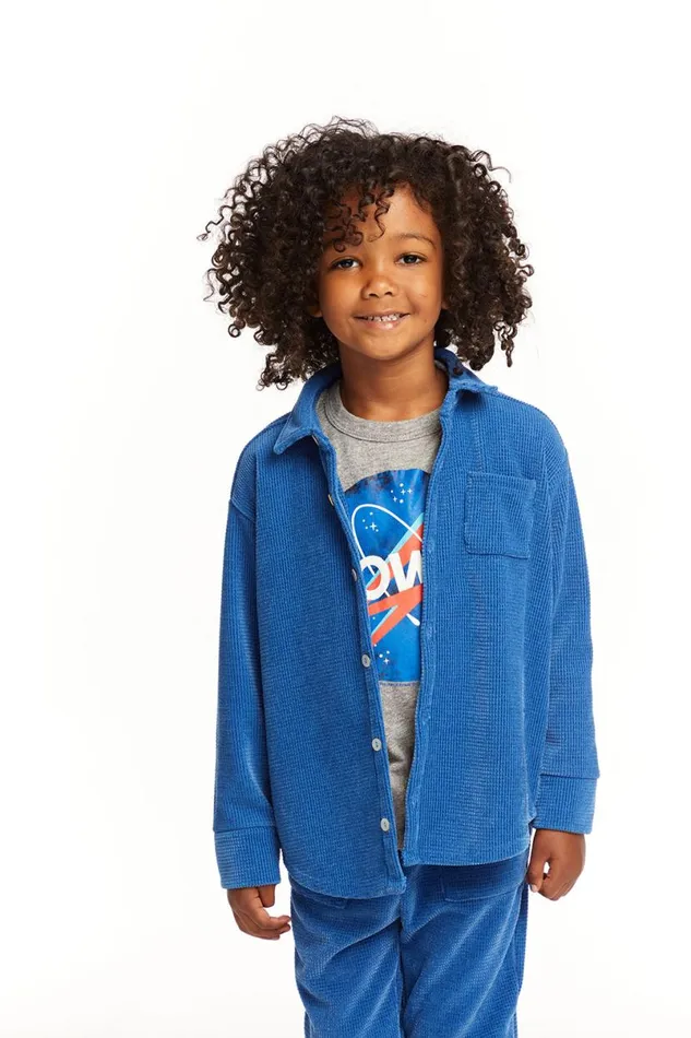Kids Boys Chaser Brand Long Sleeve Peacock Button Down Collar Shirt