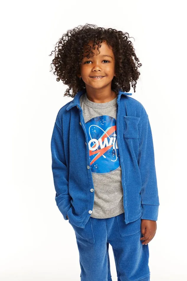 Kids Boys Chaser Brand Long Sleeve Peacock Button Down Collar Shirt