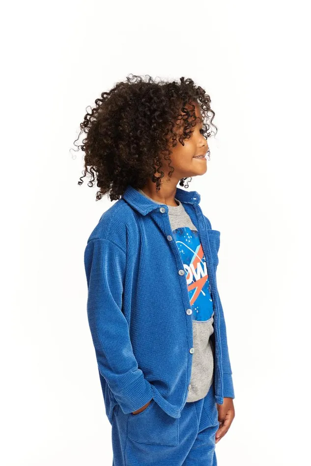 Kids Boys Chaser Brand Long Sleeve Peacock Button Down Collar Shirt