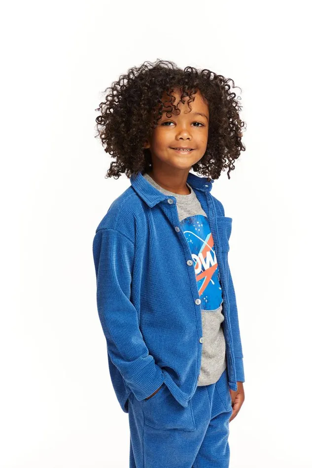Kids Boys Chaser Brand Long Sleeve Peacock Button Down Collar Shirt