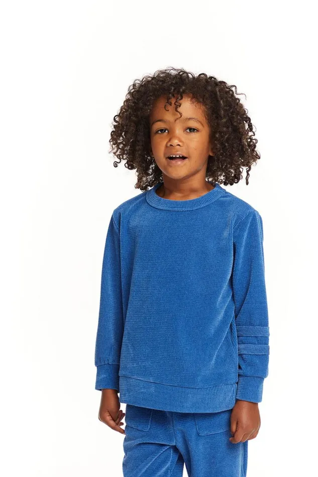 Kids Boys Chaser Brand Long Sleeve Peacock Crew Neck Pullover