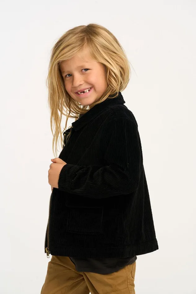 Kids Boys Chaser Brand Martin Raven Black Zip Up Corduroy Jacket
