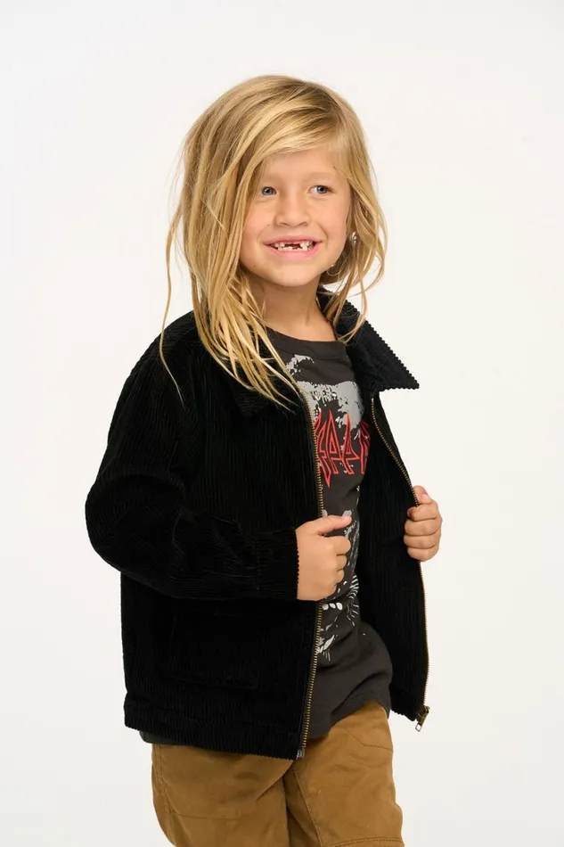 Kids Boys Chaser Brand Martin Raven Black Zip Up Corduroy Jacket