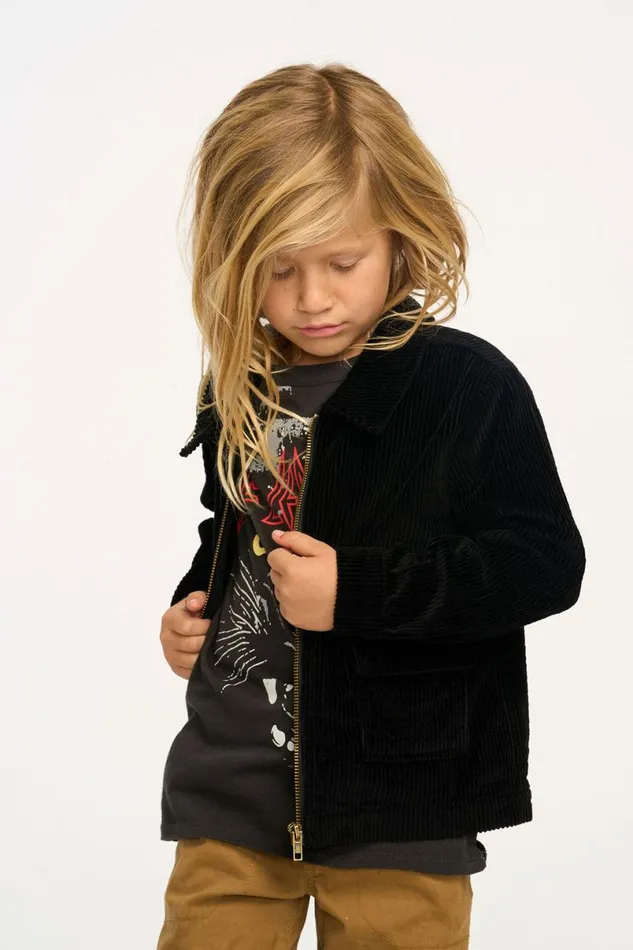 Kids Boys Chaser Brand Martin Raven Black Zip Up Corduroy Jacket