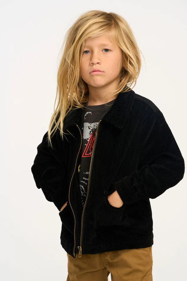 Kids Boys Chaser Brand Martin Raven Black Zip Up Corduroy Jacket