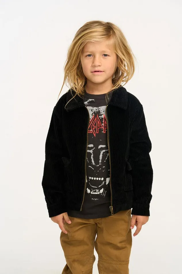 Kids Boys Chaser Brand Martin Raven Black Zip Up Corduroy Jacket