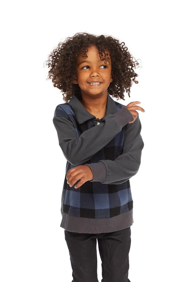 Kids Boys Chaser Brand Mike Ghost Plaid Collared Shirt