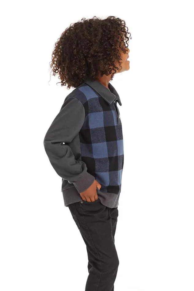 Kids Boys Chaser Brand Mike Ghost Plaid Collared Shirt