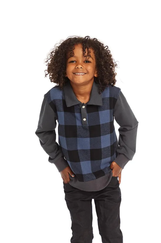 Kids Boys Chaser Brand Mike Ghost Plaid Collared Shirt