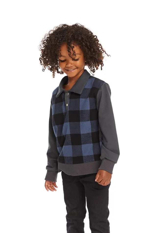 Kids Boys Chaser Brand Mike Ghost Plaid Collared Shirt