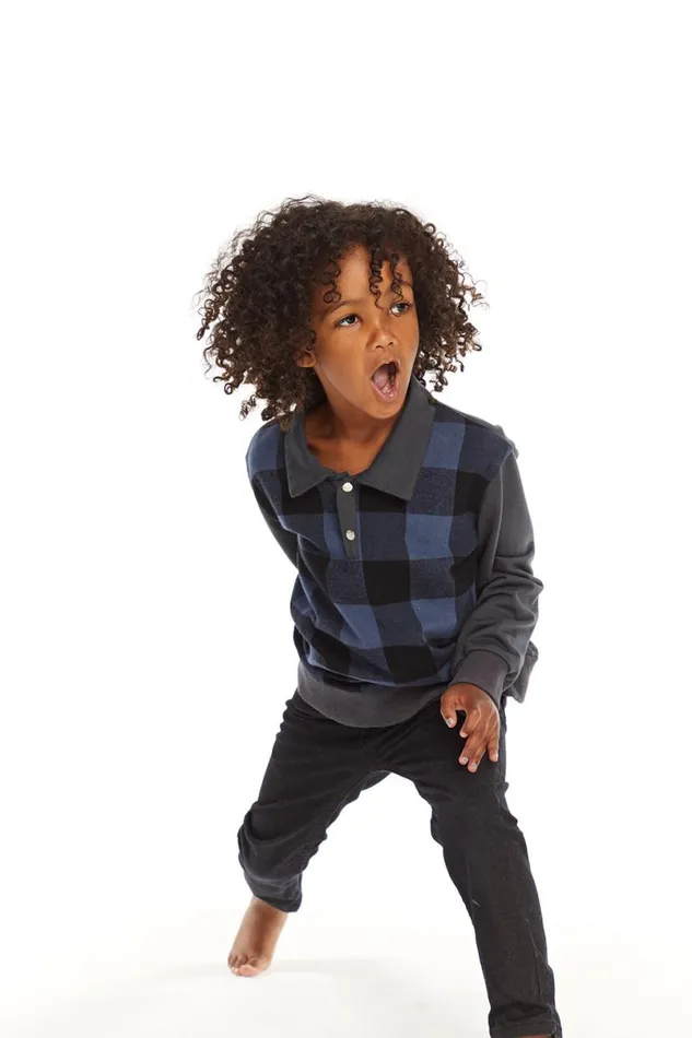 Kids Boys Chaser Brand Mike Ghost Plaid Collared Shirt