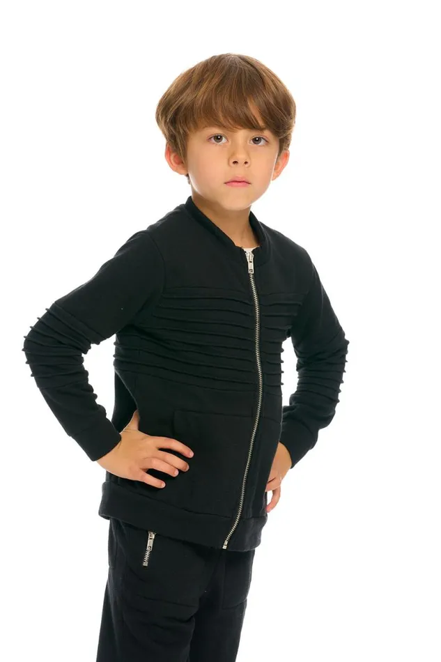 Kids Boys Chaser Brand Mock Neck Moto Zip Jacket