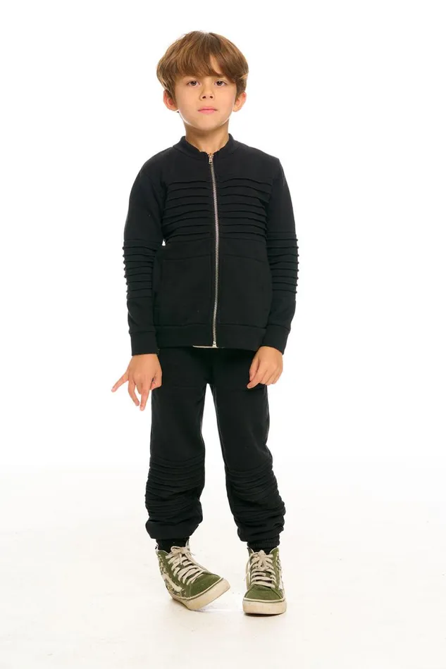 Kids Boys Chaser Brand Mock Neck Moto Zip Jacket